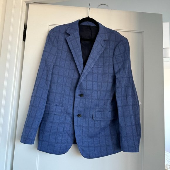 Bonobos Sport Coat Blazer Emmetex Fine Italian Fabric Athletic Fit Blue Plaid 40 - Picture 1 of 7